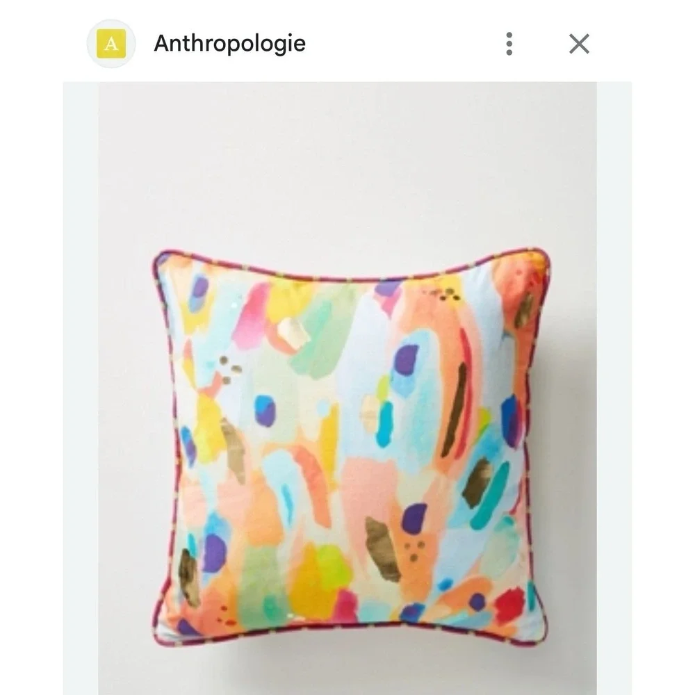 Anthropologie Lillian Farag Painterly Cushion (COVER ONLY- NO INSERT) 18x18